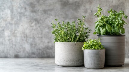Rustic Concrete Herb Pots - Fresh Herbs
