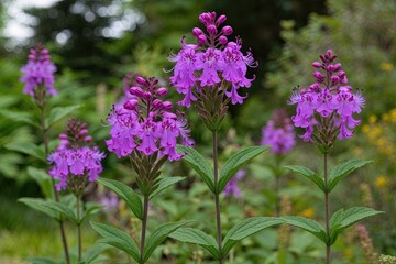 Fototapeta premium Stunning Fireweed Epilobium Angustifolium with Vibrant Purple Blooms in a Natural Garden Landscape