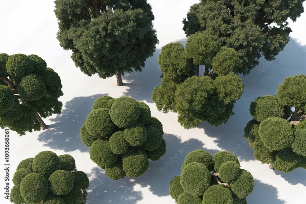 Aufkleber stunning 3d visualization of tree clusters from above for landscape design and artistic applications