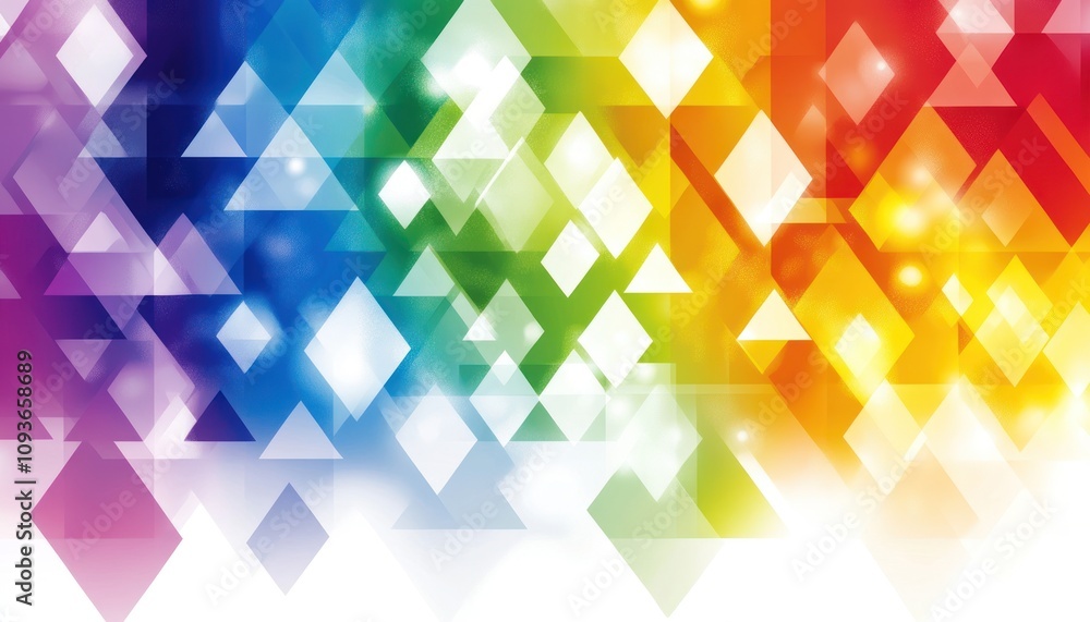 Aufkleber Abstract Rainbow Background with Overlapping Triangles and Diamonds
