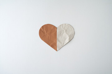 Paper heart on white background