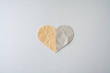 Paper heart on white background