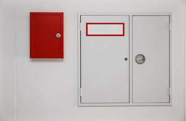 View of light wall with fire cabinets