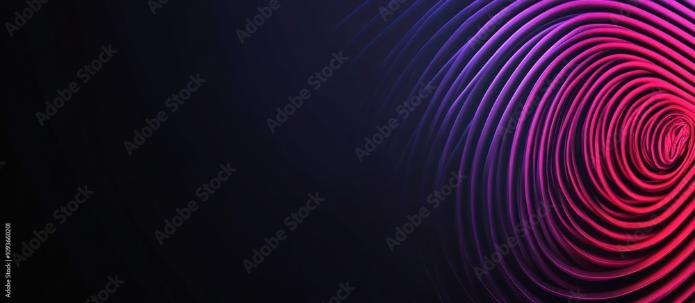 Poster abstract swirling pattern of purple and red lines on black background