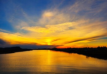 sunset over the river