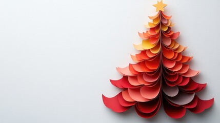 Elegant Christmas Tree Cutout on White Background