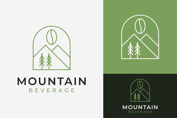 Mountain Coffee Tree Emblem Badge Logo Design Branding Template