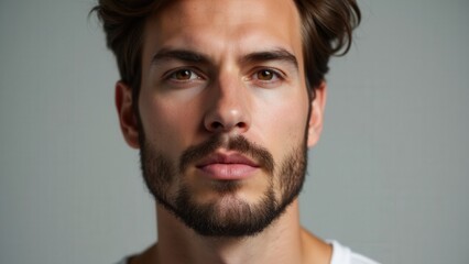 Obraz premium A man grooming his beard trimming styles small beards for goatee, highlighting precision and sharp lines.