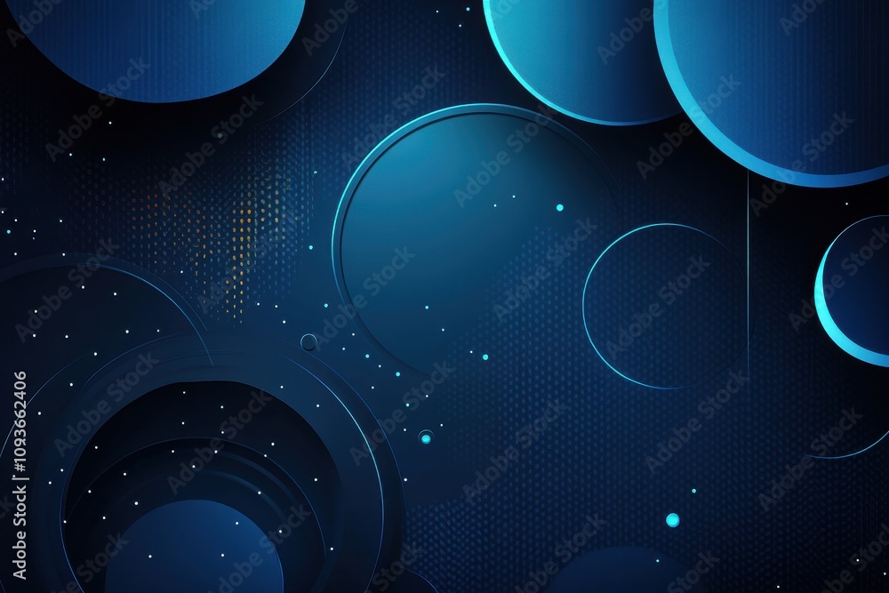 Poster abstract design featuring overlapping circular shapes in blue tones.