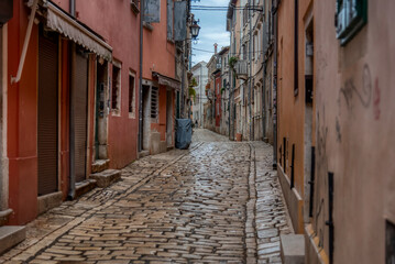 Fototapeta premium Beautifully landscaped streets and small squares in Rovinj, Istria, Croatia