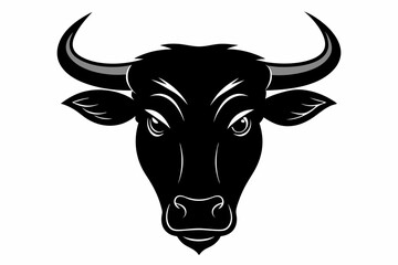 A cow head silhouette vector illustration. Ox head silhouette illustration Pro Vector. Bull Silhouette Vector and Icon Concept
