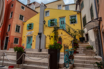 Beautifully landscaped streets and small squares in Rovinj, Istria, Croatia