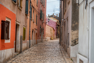 Beautifully landscaped streets and small squares in Rovinj, Istria, Croatia