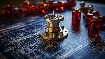Blueprints with fire protection plans outline fire alarm locations, sprinkler