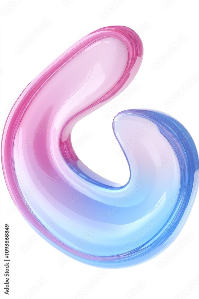 Poster abstract 3d shape with a pink and blue gradient.