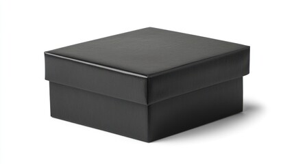 Naklejka premium A closed black square box with a shadow on a white background.