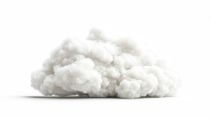 A fluffy white cloud isolated on a white background.
