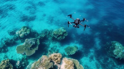 Obraz premium Aerial view drone over coral reef