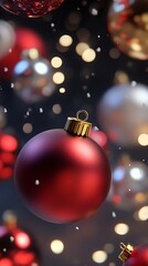 Fototapeta premium Glowing red baubles enhancing joyful Christmas atmosphere image