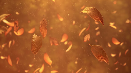 Falling Autumn Leaves in Warm Tones