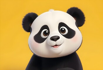Obraz premium a cartoon panda bear with a yellow background