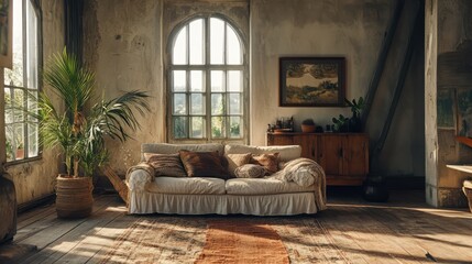 This image embodies the relaxed elegance of boho living, with earthy tones and minimalistic decor. the composition offers an intimate perspective, emphasizing simplicity, balance, and natural textures