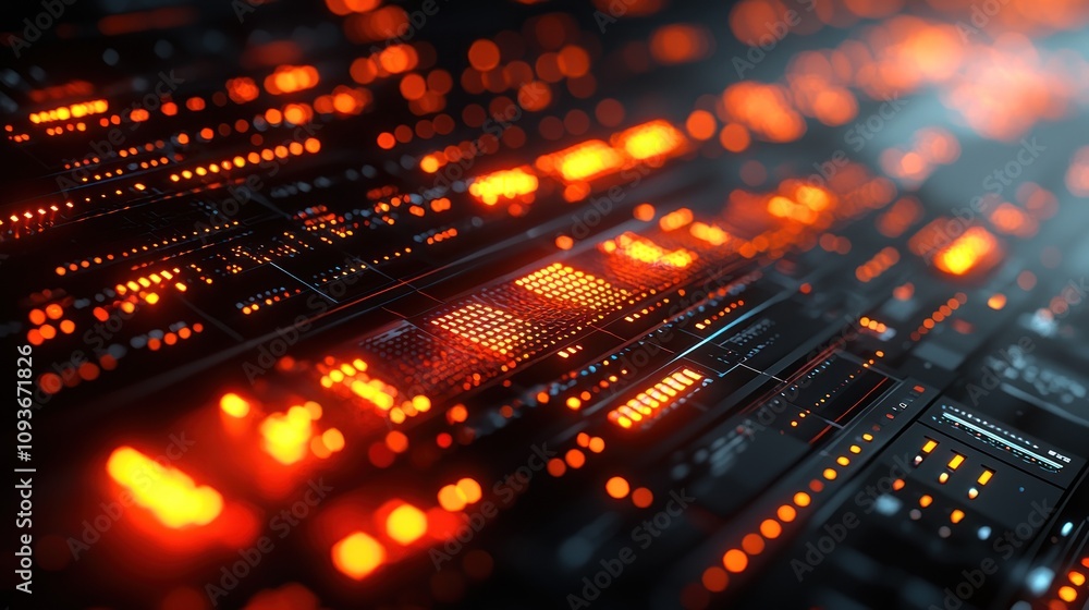 Aufkleber illuminated control panel with red and orange lights