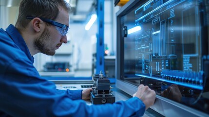Technician Analyzing X-Ray Scans for Manufacturing Quality Assurance and Control