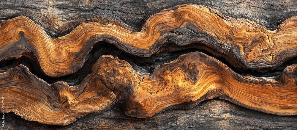 Poster abstract wood grain pattern with wavy lines and dark and light tones