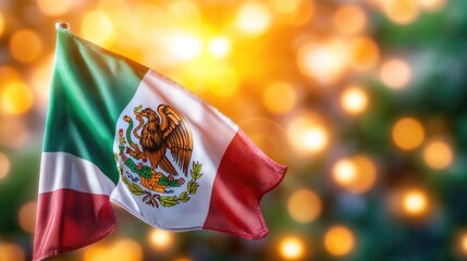 Mexican flag with vibrant celebratory backdrop for hispanic heritage month