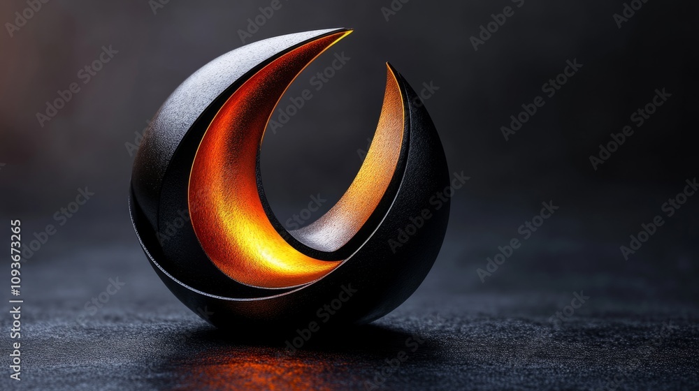 Poster abstract sculpture of curling forms with warm light showcasing modern design and artistic creativity
