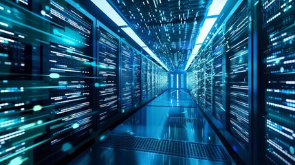 Digital binary code matrix background - 3D rendering of a scientific technology data binary code network conveying connectivity, complexity and data flood of modern digital age