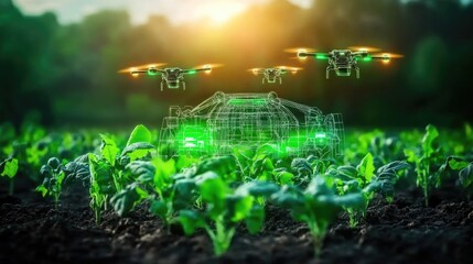 Futuristic drone farming: advanced technology transforming agriculture