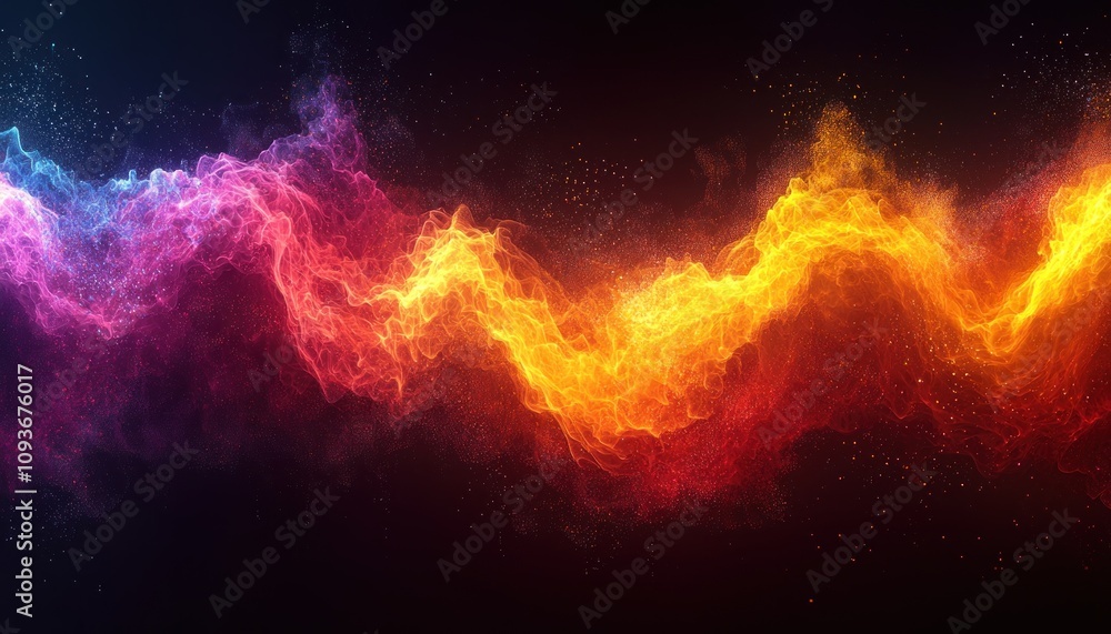 Aufkleber abstract flame and smoke swirls with sparkles against a black background