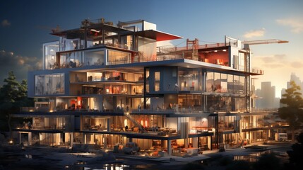 building under construction, industrial development, construction site