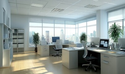 Fototapeta premium A clean, bright, and modern office