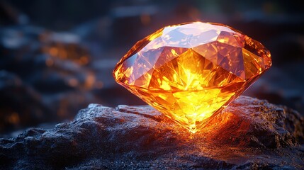 Radiant gem on volcanic rock: illuminating beauty and elegance