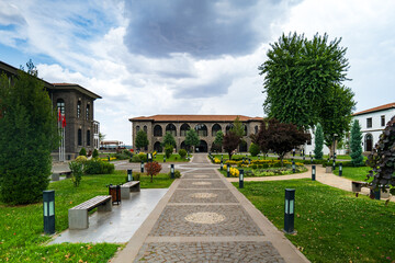 Fototapeta premium The Fortifications of museums in Diyarbakir, sightseeing landmark enclosing the historical district in Diyarbakir, Turkey.