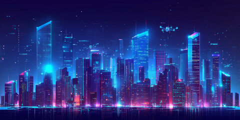 Obraz premium night city skyline