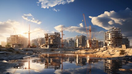 Obraz premium building under construction, industrial development, construction site