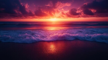 Stunning sunset over a calm ocean.