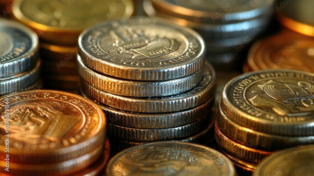Poster close-up of a stack of golden coins