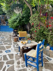 table and chairs in a garden