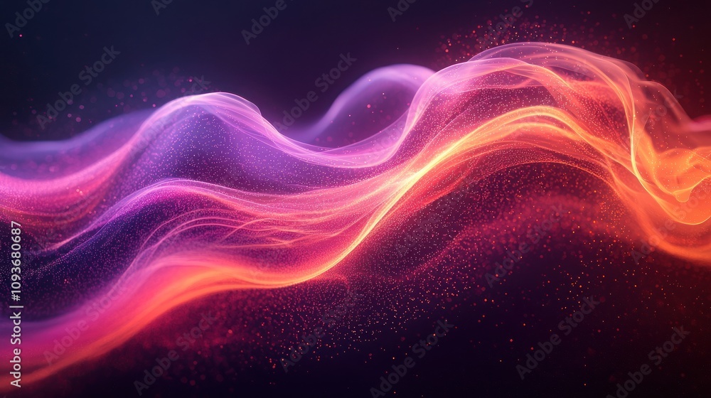 Aufkleber abstract wavy lines with sparkles and glowing light effects