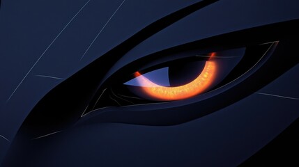 Intense Close-Up of Fiery Orange Eye in Dark Shadowy Setting with Dramatic Lighting
