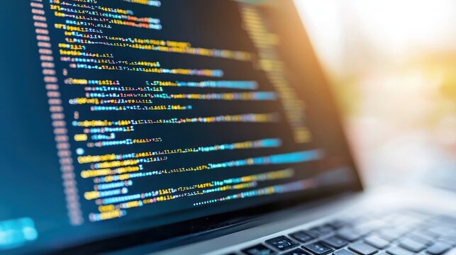 Close-up of a laptop screen displaying lines of code