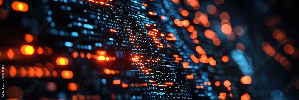 Aufkleber abstract digital pattern with blue and orange lights