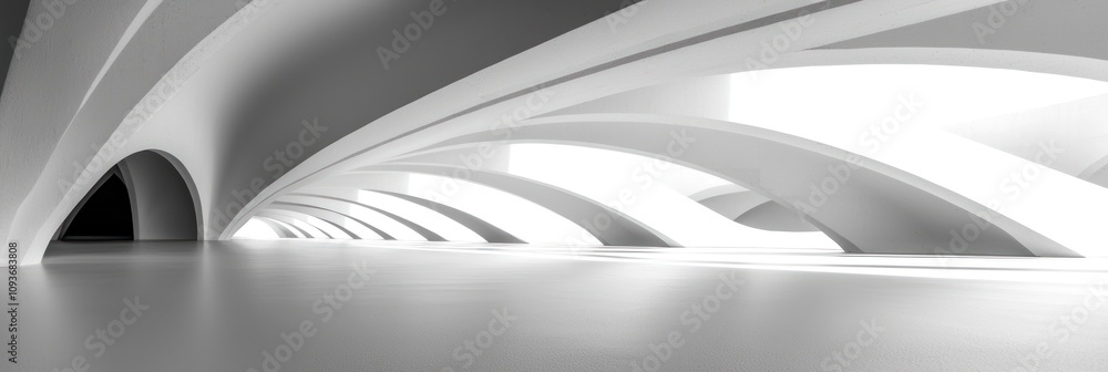 Poster Abstract Architectural Design with White Arched Ceiling and Empty Floor Space