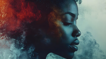 A modern mixed-media artwork integrating traditional and digital techniques.