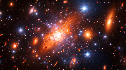 Fototapeta premium Exploration of a vibrant galaxy filled with stars and celestial bodies in the vastness of space during a clear cosmic night. Generative AI